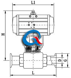 衛(wèi)生級氣動球閥主要外形圖